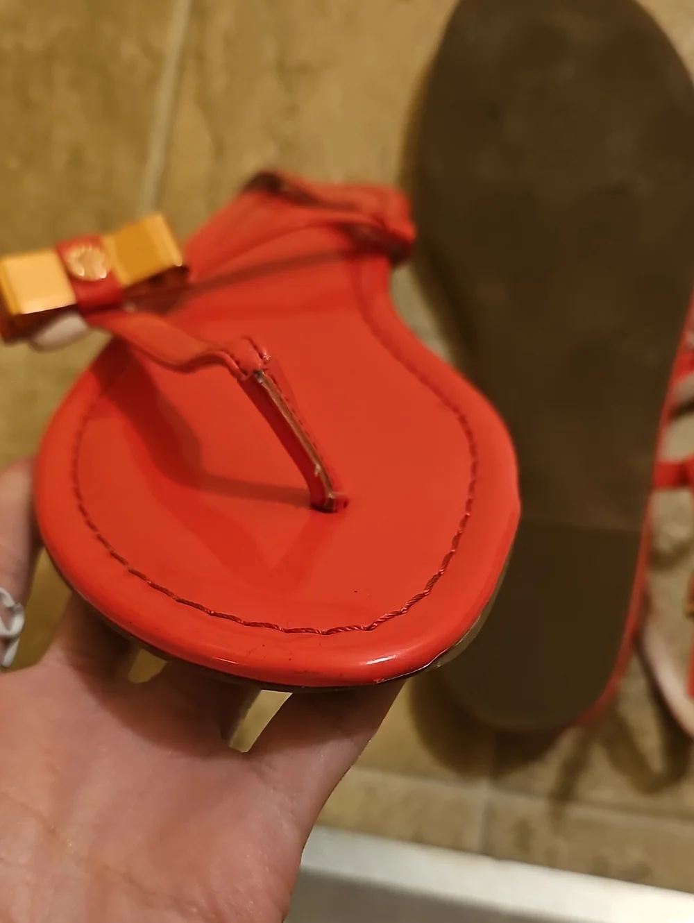 Women’s Pink Bow T-Strap Sandals - Stylish Summer Flat